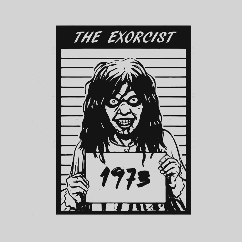 70s Cult Horror Mugshot Line Art Geek T-Shirt