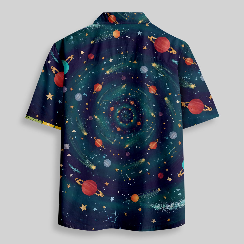 Dance of the Cosmic Melody Button Up Pocket Shirt