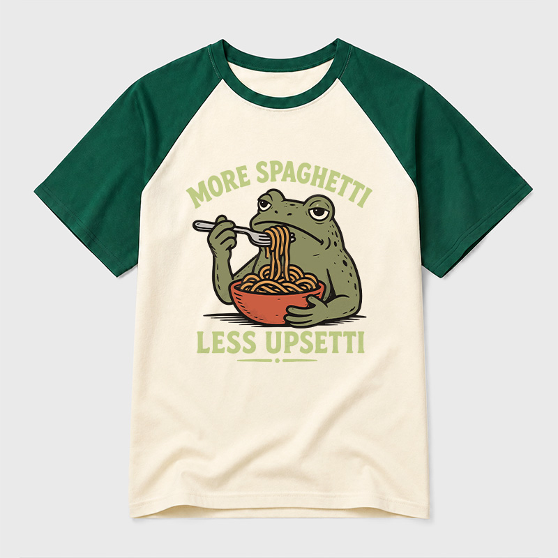 More Spaghetti Less Upsetti Geek Retro Raglan T-Shirt