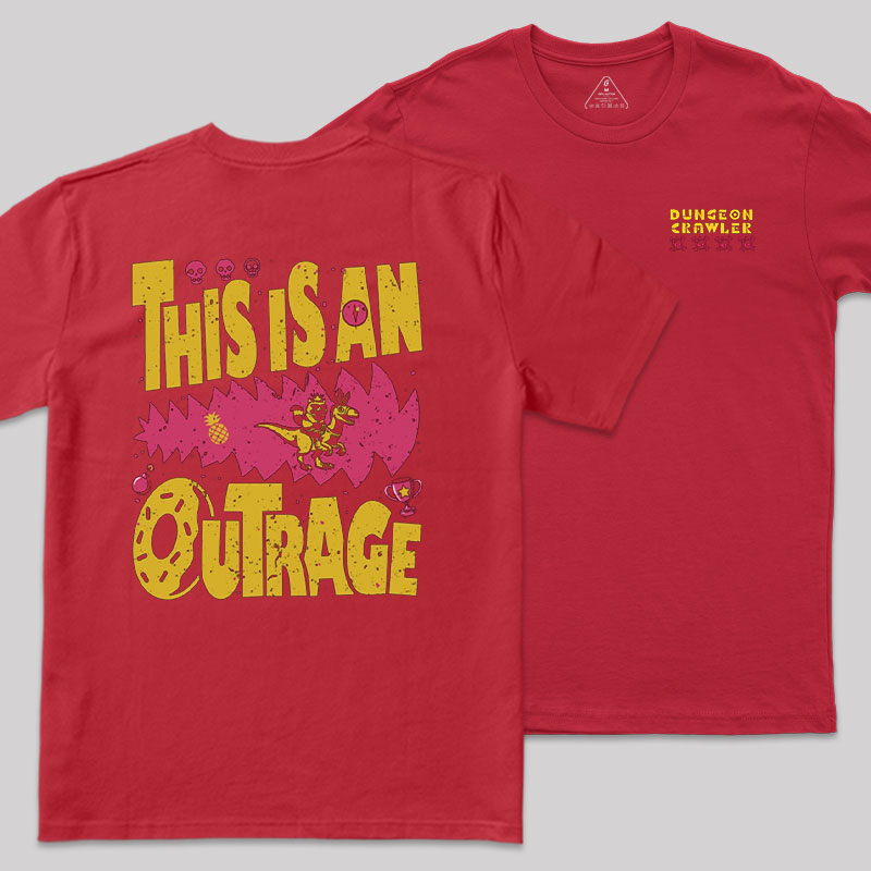 This is An Outrage Front and Back Printed Geek T-Shirt