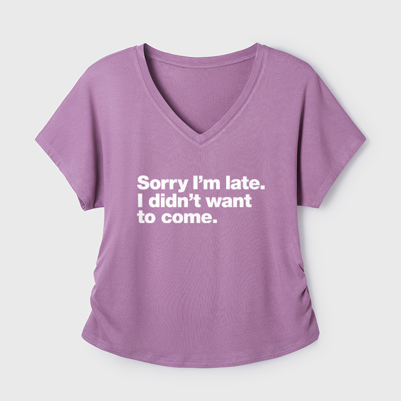 I Didn't Want to Come Geek Dolman Sleeve V-Neck Shirt