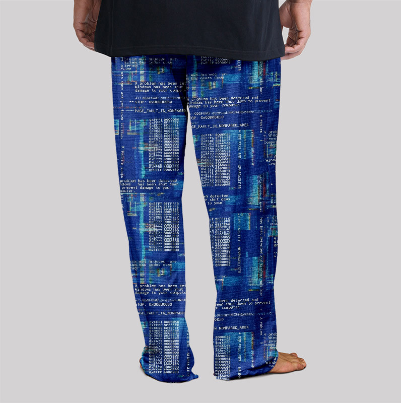 Blue Cyber Code Pattern Geek Loungewear Pants