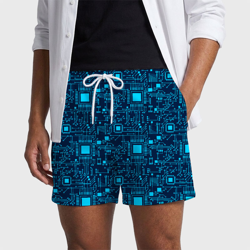 Technology Sense Circuit Board Geek Hawaiian Swim Trunks
