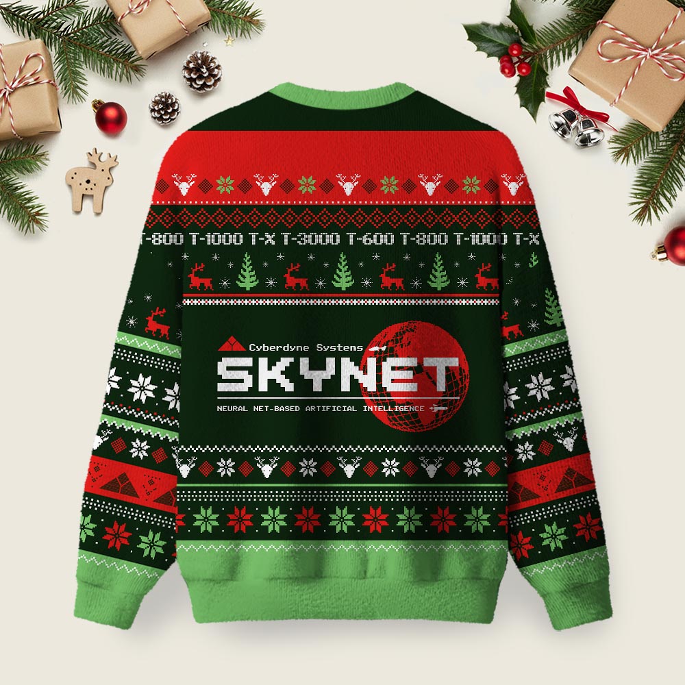 Skynet Ugly Christmas Fuzzy Fleece Sweatshirt