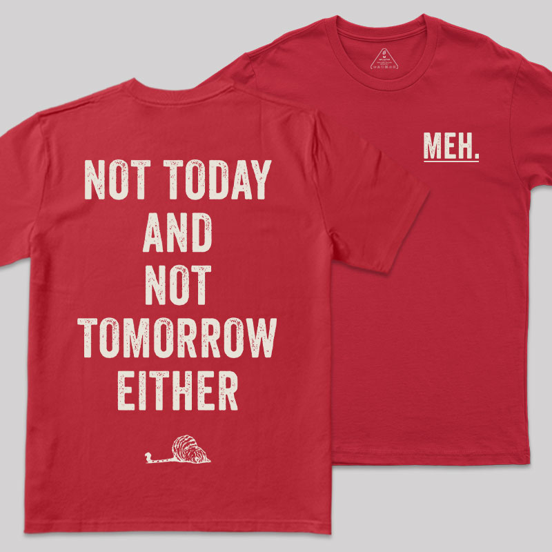 MEH Not Today Front and Back Printing Geek T-Shirt