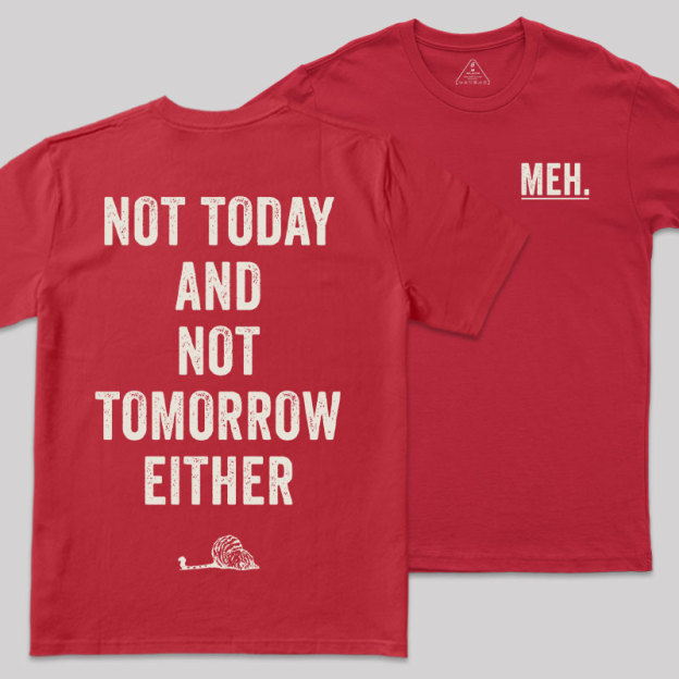 MEH Not Today Front and Back Printing Geek T-Shirt