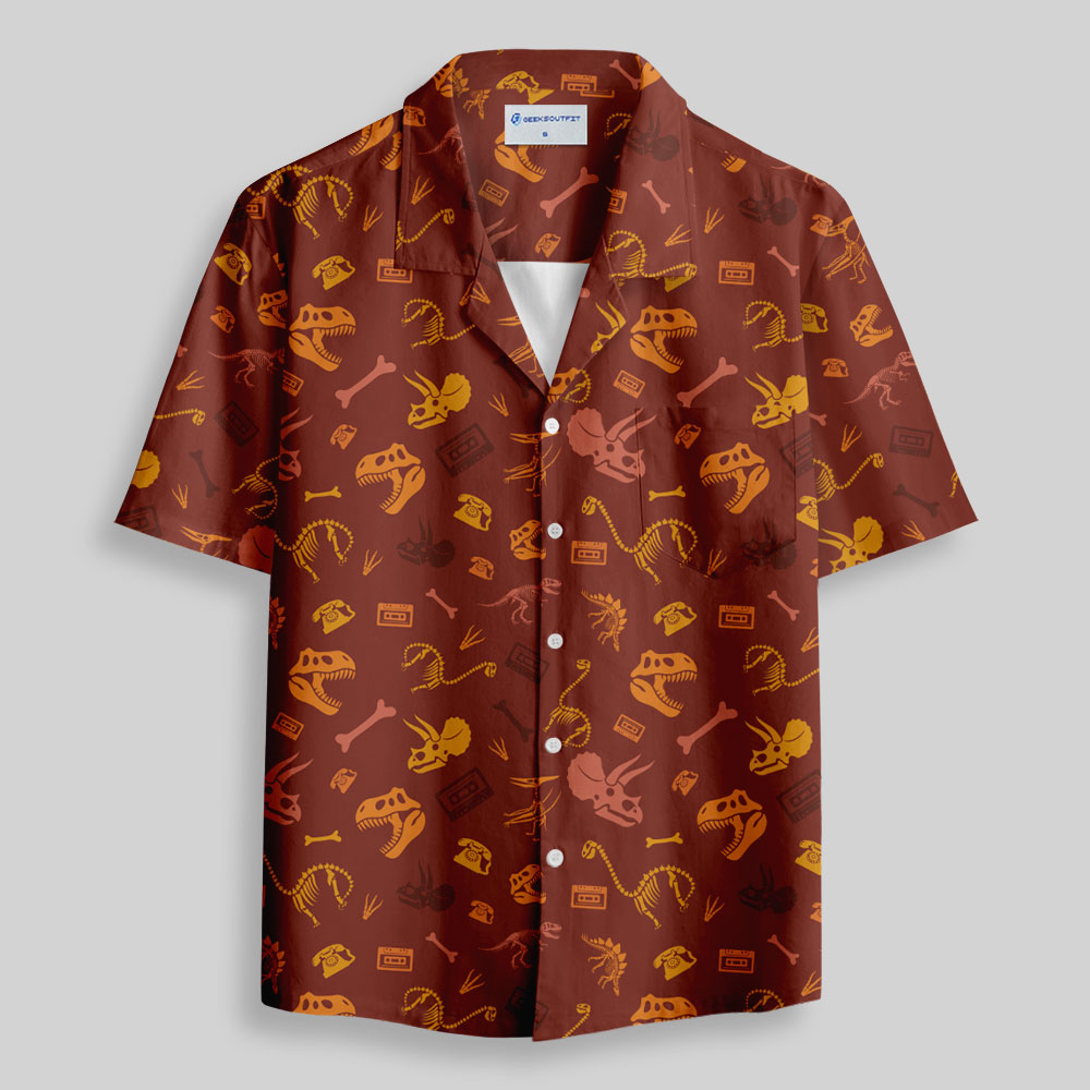 Dinosaur Fossil Button Up Pocket Shirt