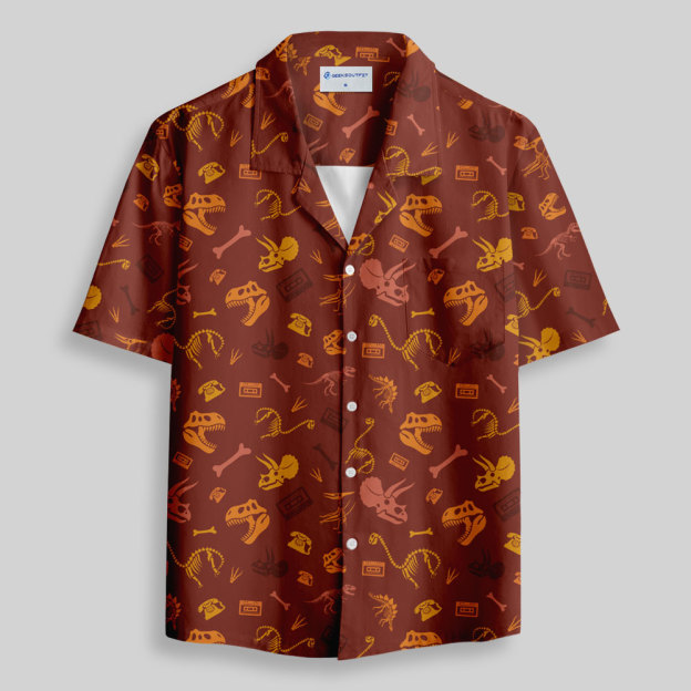 Dinosaur Fossil Button Up Pocket Shirt