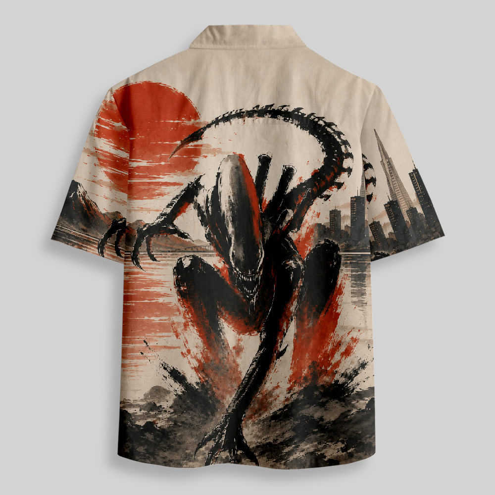Red Sun Bay Menace Button Up Pocket Shirt