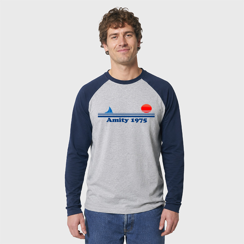 Sunset 1975 Geek Retro Raglan Long-Sleeve Tee