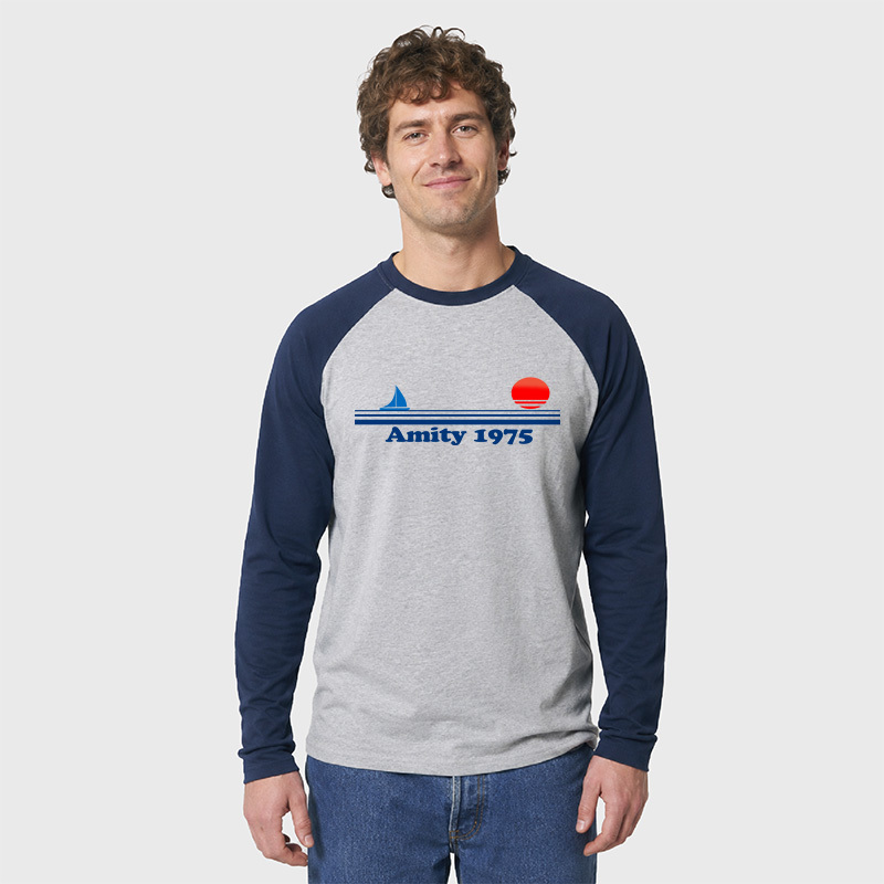 Sunset 1975 Geek Retro Raglan Long-Sleeve Tee