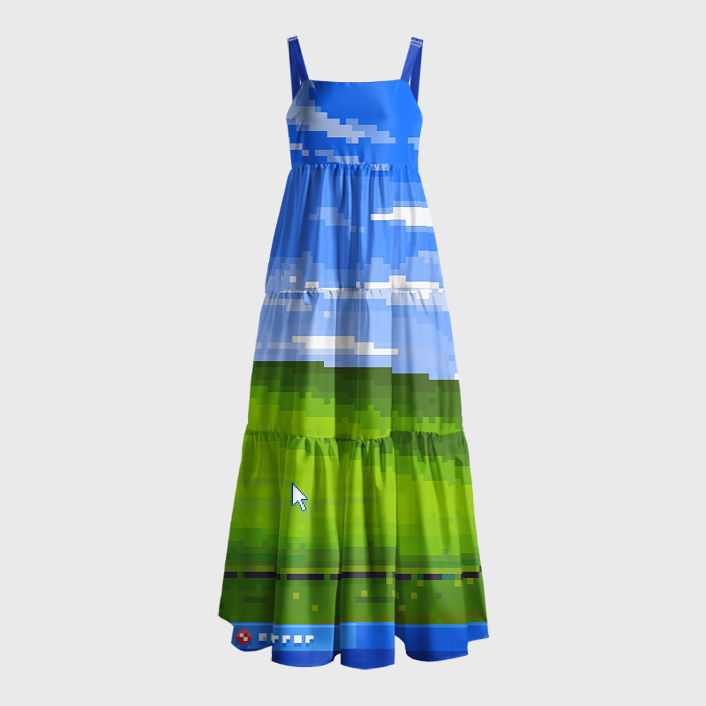 Win XP Wallpaper Pixel Geek Tiered Cami Maxi Dress