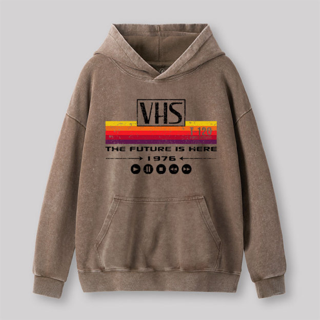 VHS The Future Is Here 1976 Washed Hoodie Geek Washed Hoodie