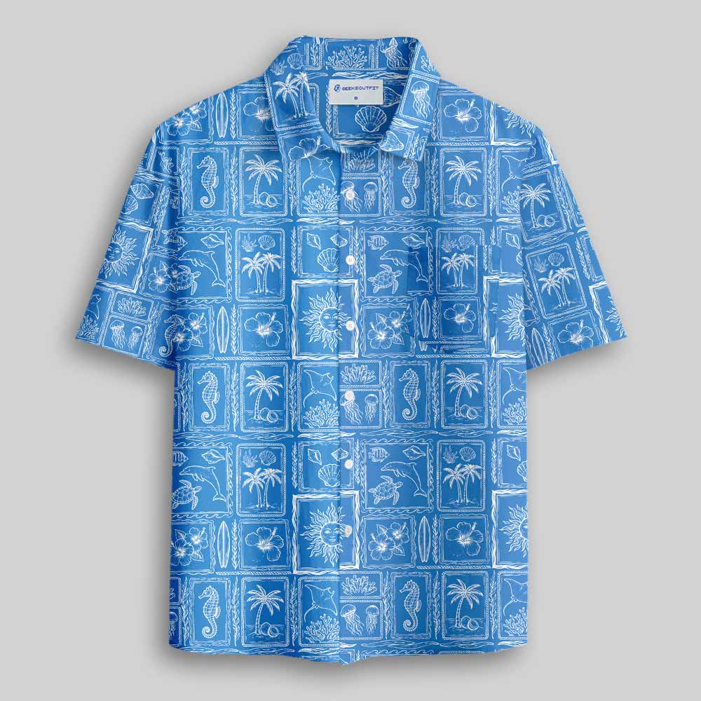 Ocean Tile Field Guide Button Up Pocket Shirt