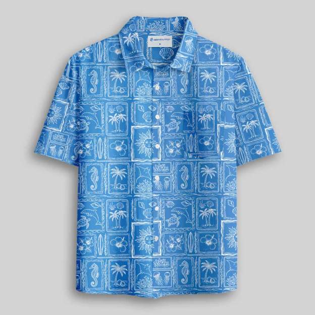 Ocean Tile Field Guide Button Up Pocket Shirt