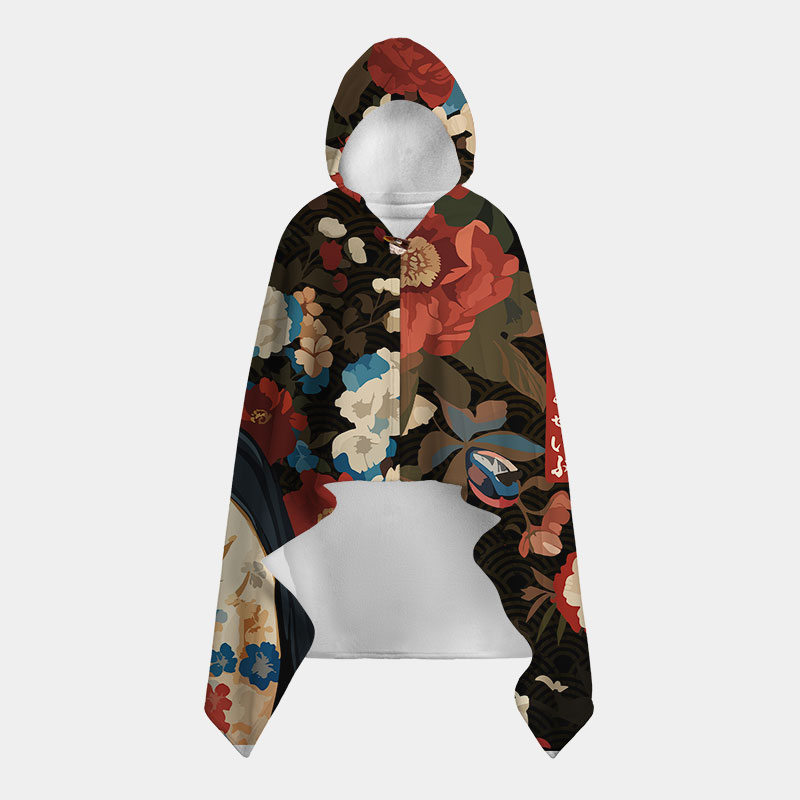 Shadow Warrior Flower Book Ukiyoe Flannel Cloak