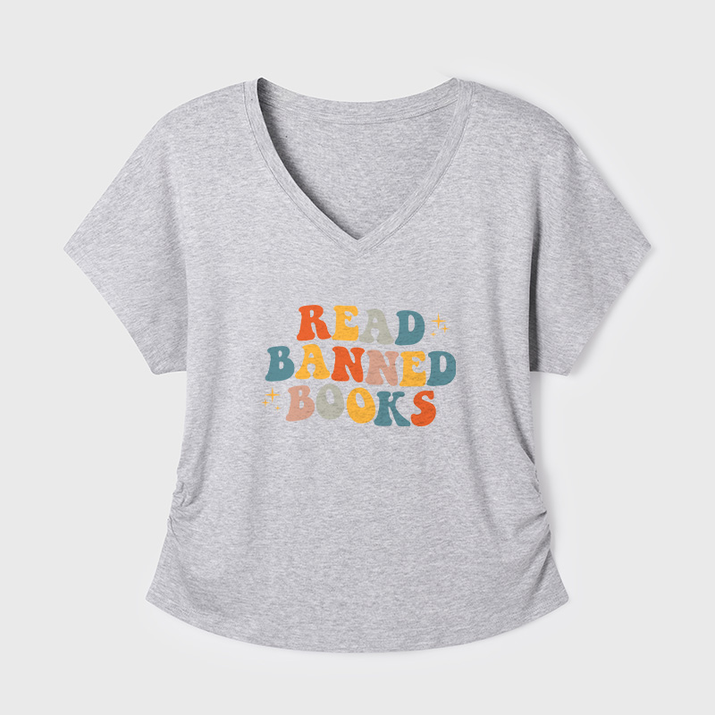 Read Banned Books Geek Dolman Sleeve V-Neck Shirt