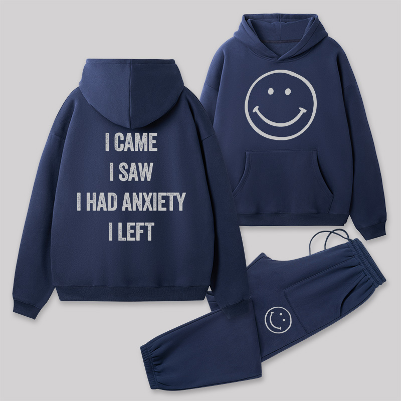 Social Anxiety Chronicles Front and Back Printed Geek Fleece Hoodie Set