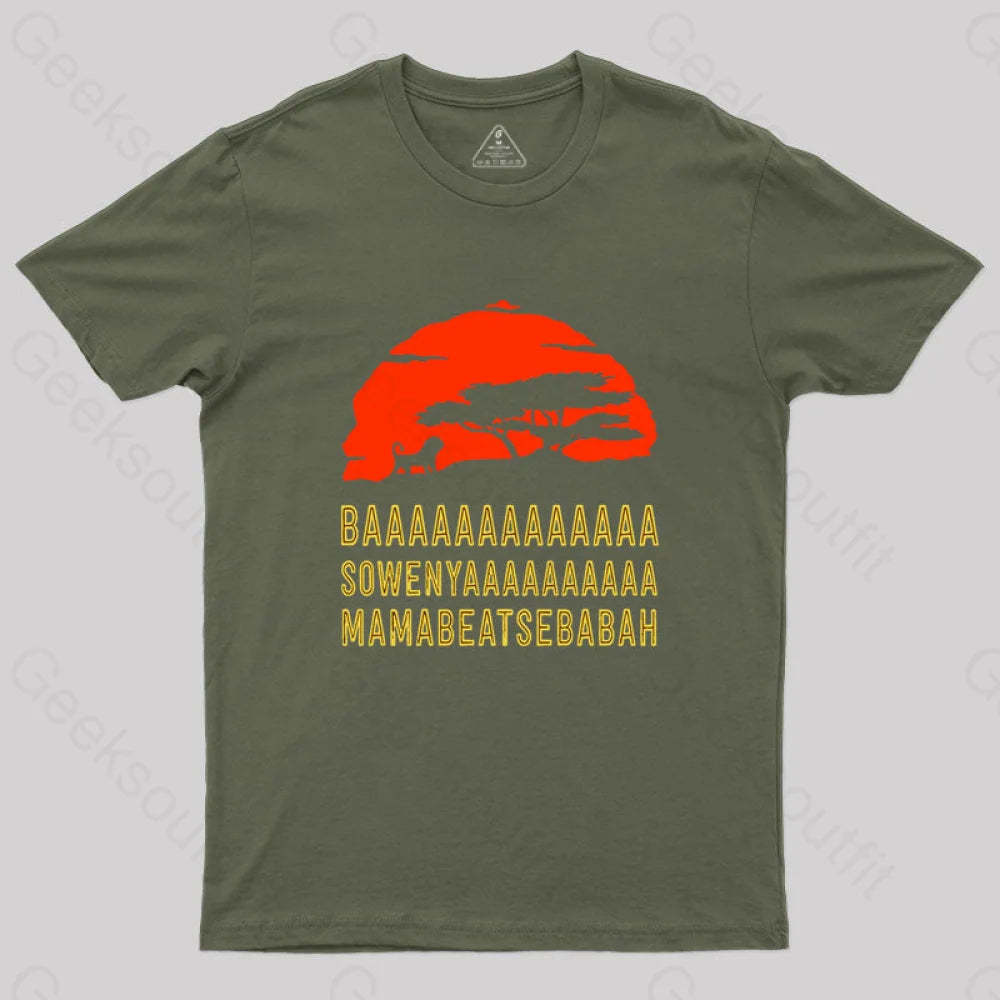 Baaa Sownyaaa Mamabeatsebabah T-Shirt Army Green / S