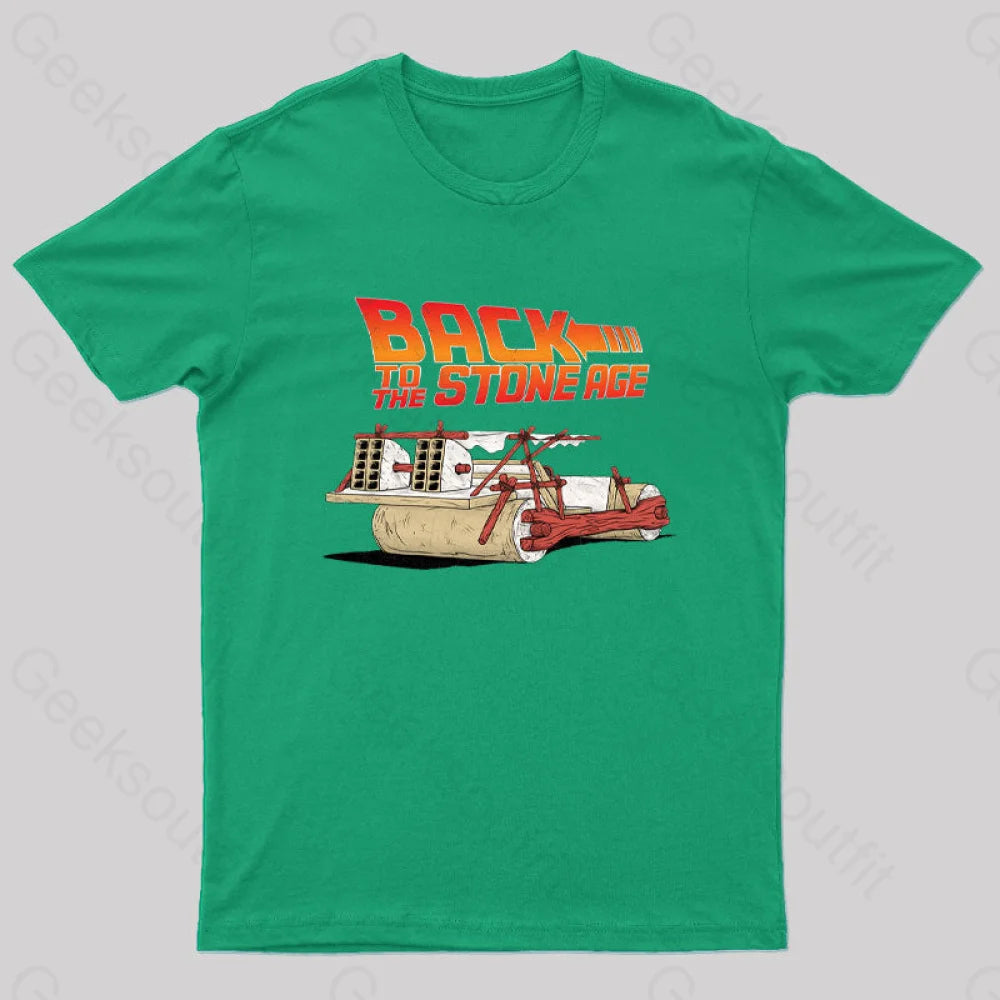 Back To The Stone Age Geek T-Shirt Green / S