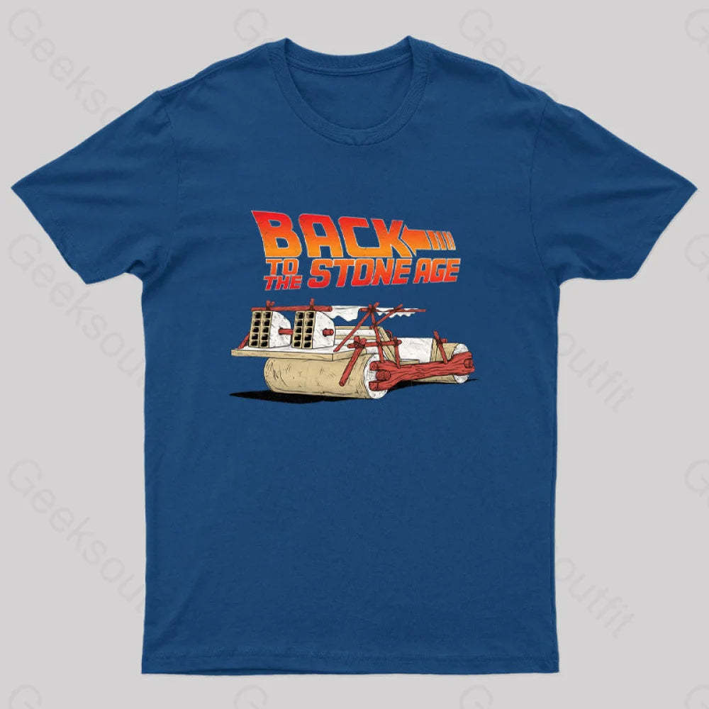 Back To The Stone Age Geek T-Shirt Navy / S