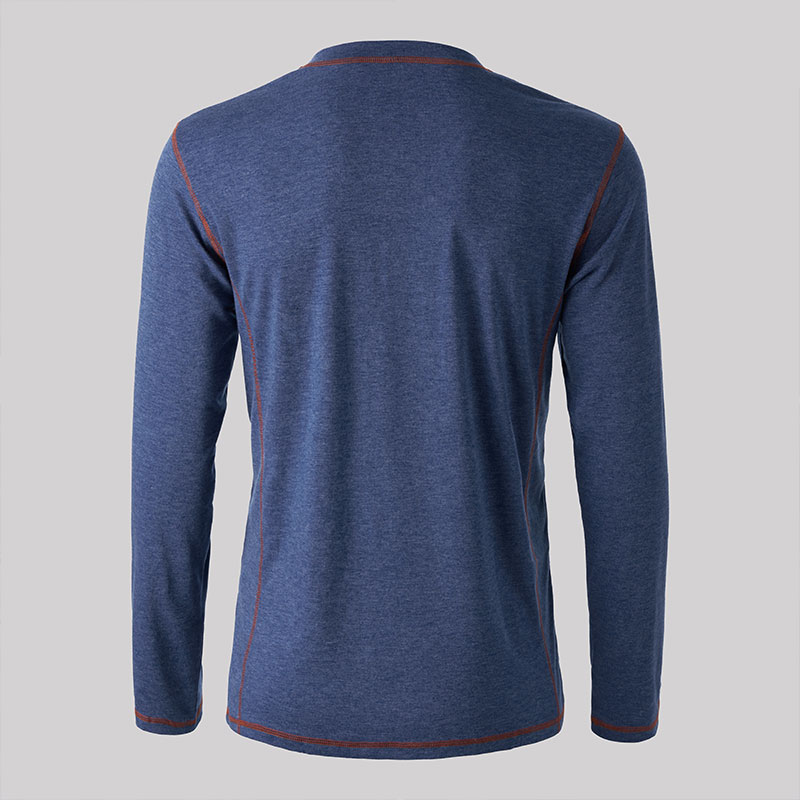 Don't Panic Embroidered Long Sleeve Henley Shirts