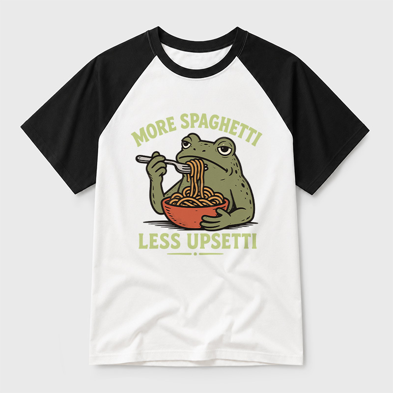More Spaghetti Less Upsetti Geek Retro Raglan T-Shirt
