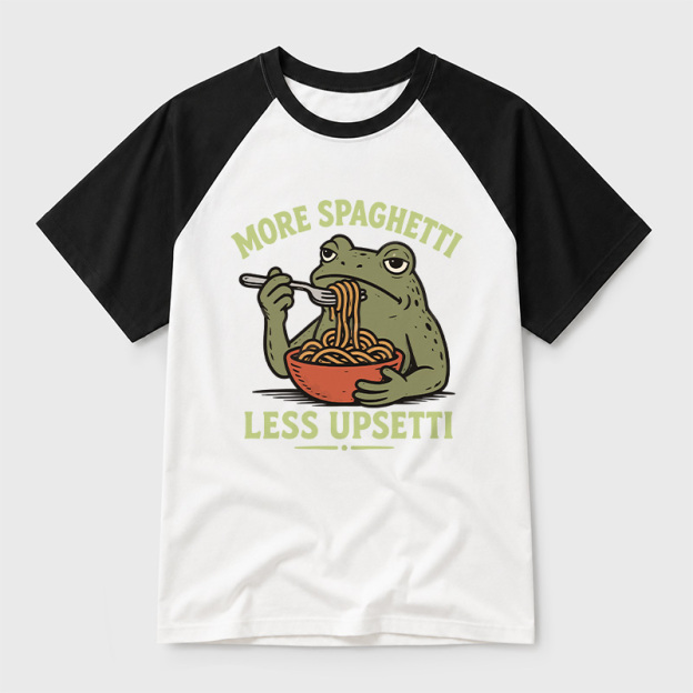 More Spaghetti Less Upsetti Geek Retro Raglan T-Shirt