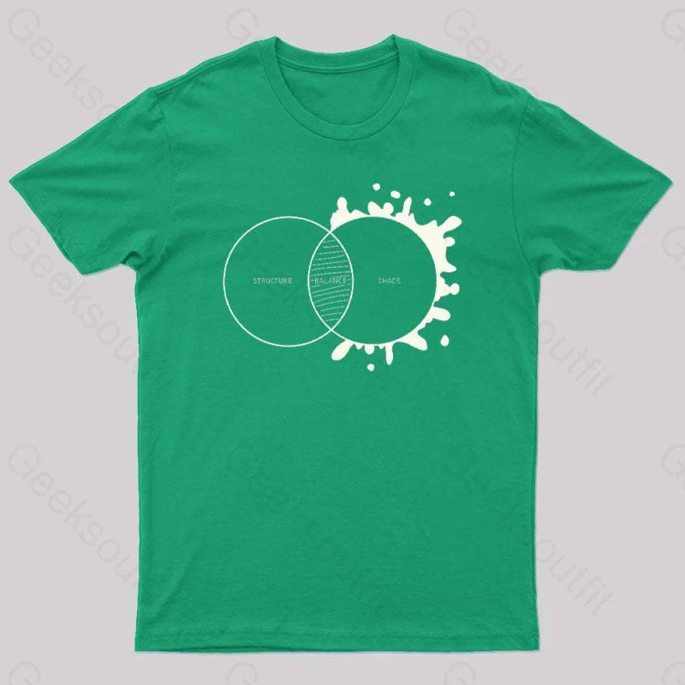 Balance Between Structure And Chaos Geek T-Shirt Green / S