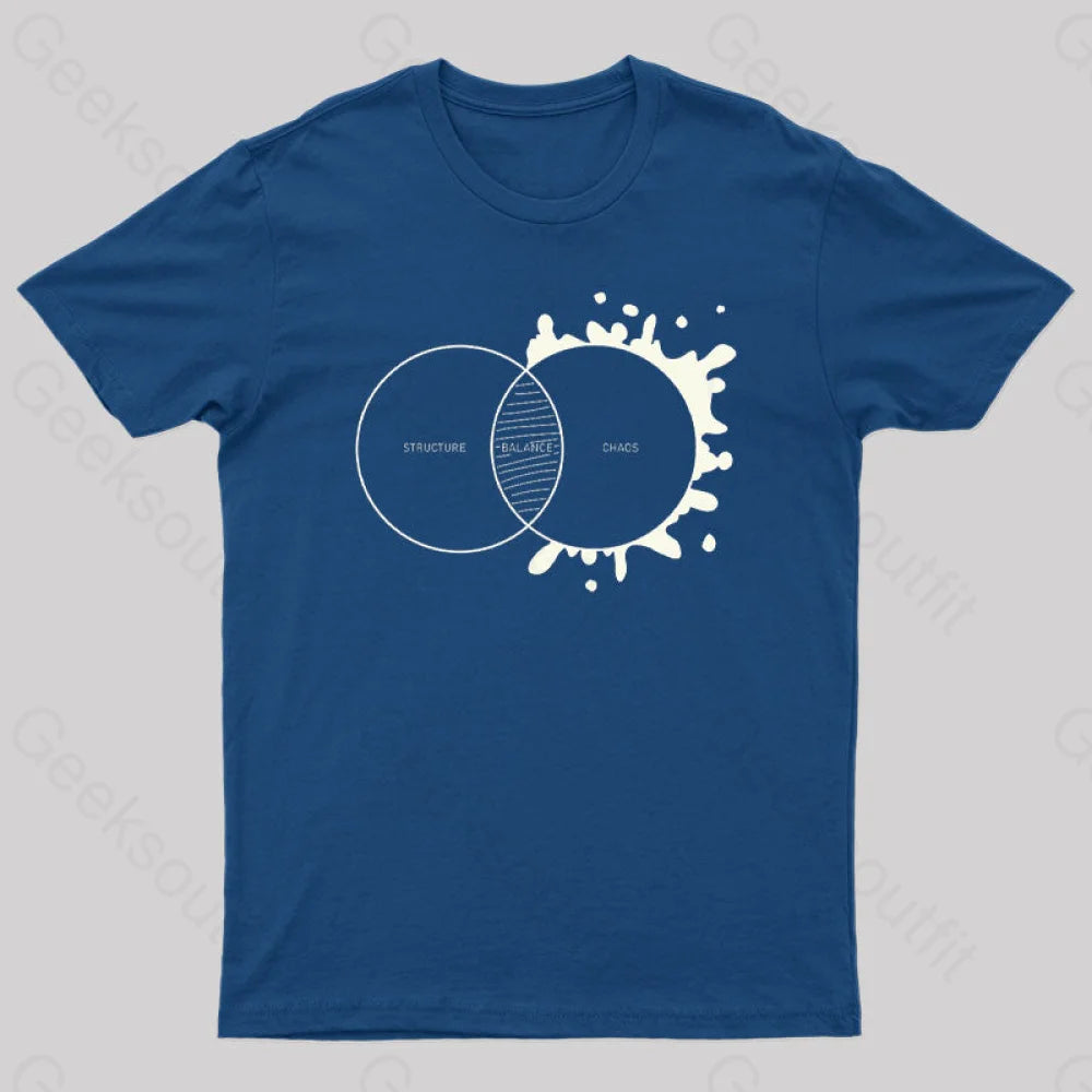 Balance Between Structure And Chaos Geek T-Shirt Navy / S