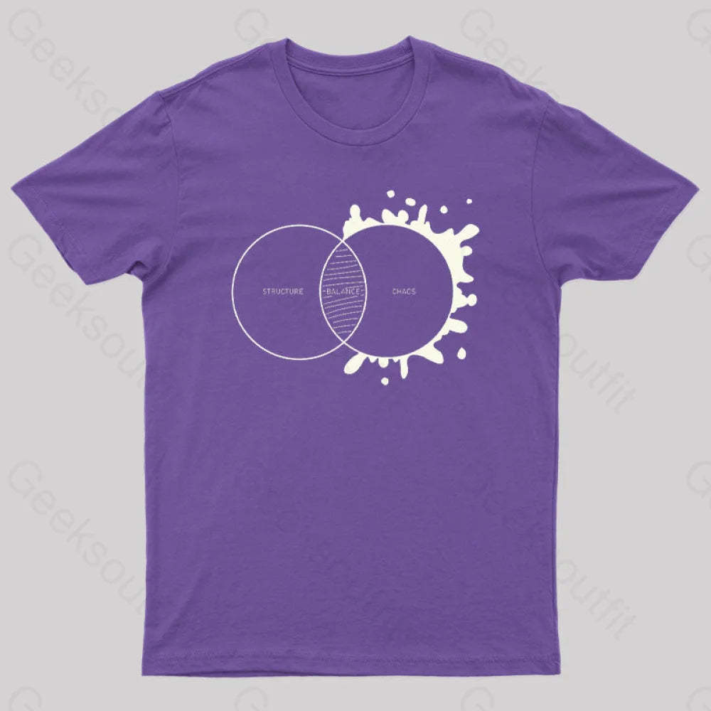 Balance Between Structure And Chaos Geek T-Shirt Purple / S