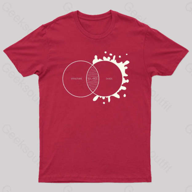 Balance Between Structure And Chaos Geek T-Shirt Red / S