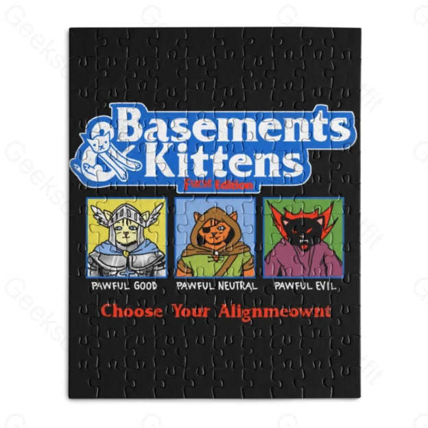 BASEMENTS & KITTENS-Wooden Jigsaw Puzzle - Geeksoutfit