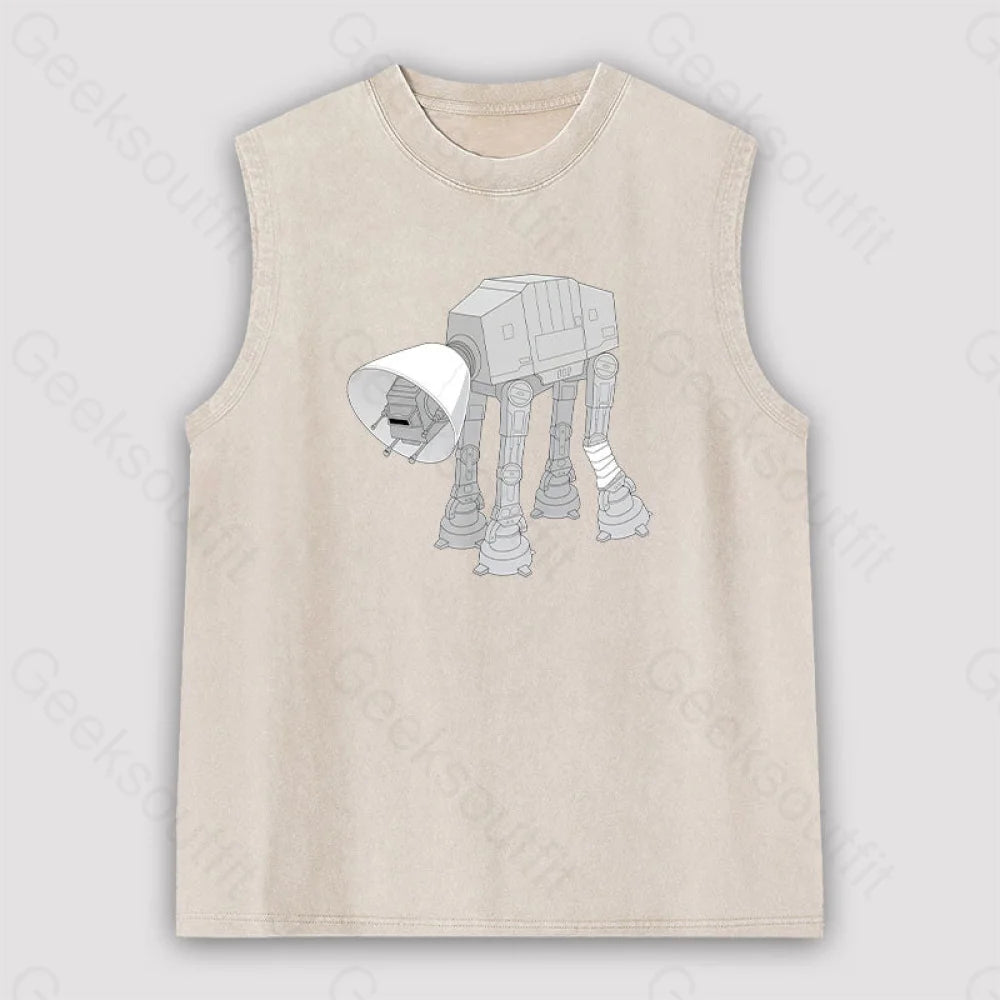 Battle Damage Unisex Washed Tank Apricot / S