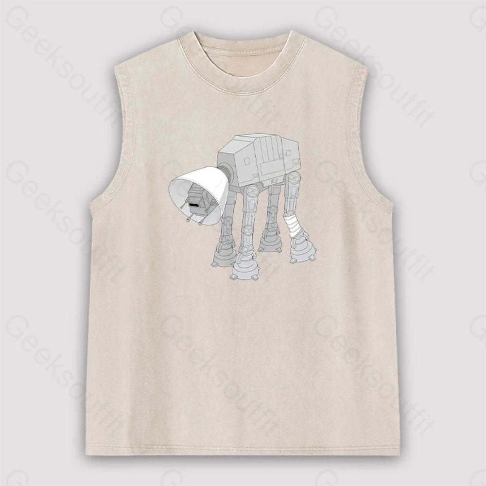 Battle Damage Unisex Washed Tank Apricot / S