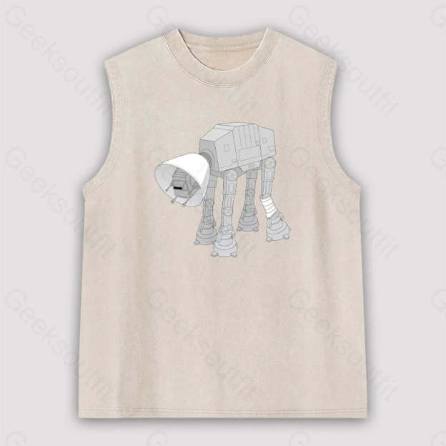 Battle Damage Unisex Washed Tank Apricot / S