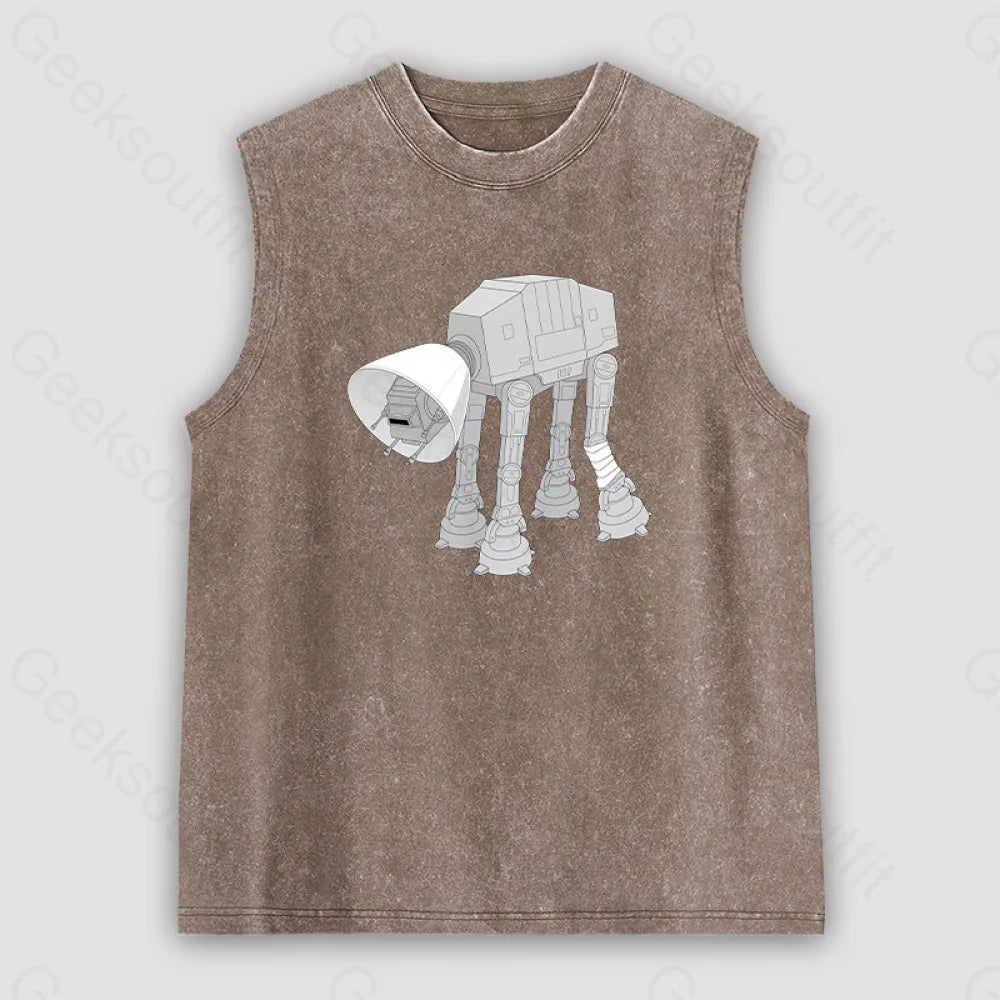 Battle Damage Unisex Washed Tank Brown / S