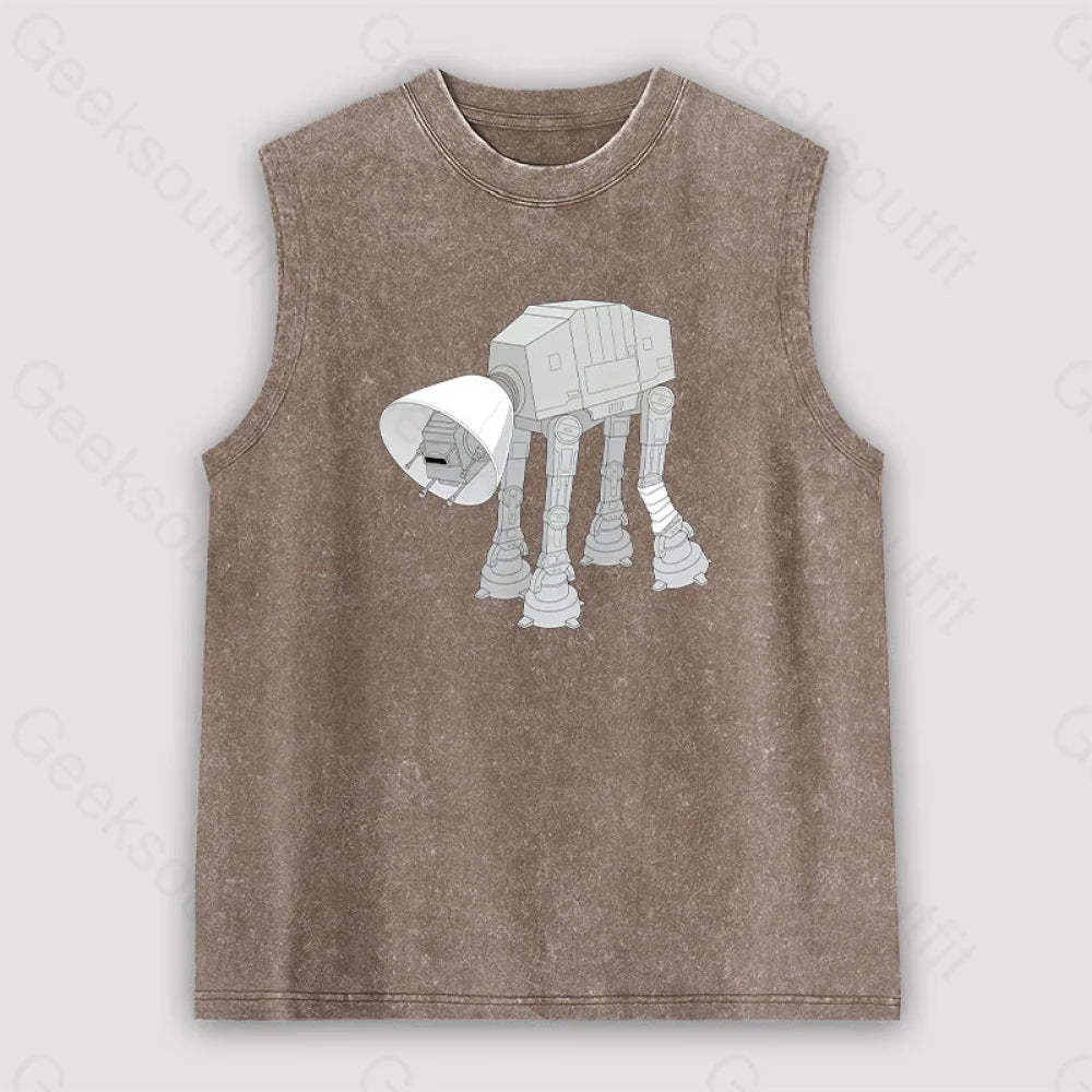 Battle Damage Unisex Washed Tank Brown / S
