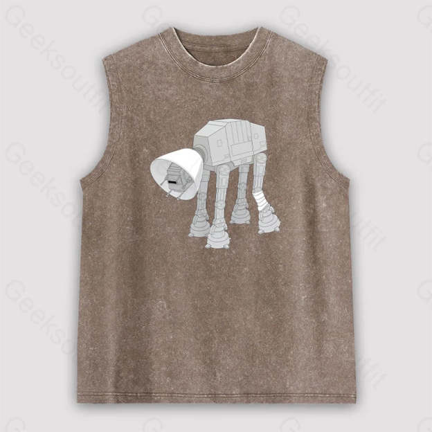 Battle Damage Unisex Washed Tank Brown / S