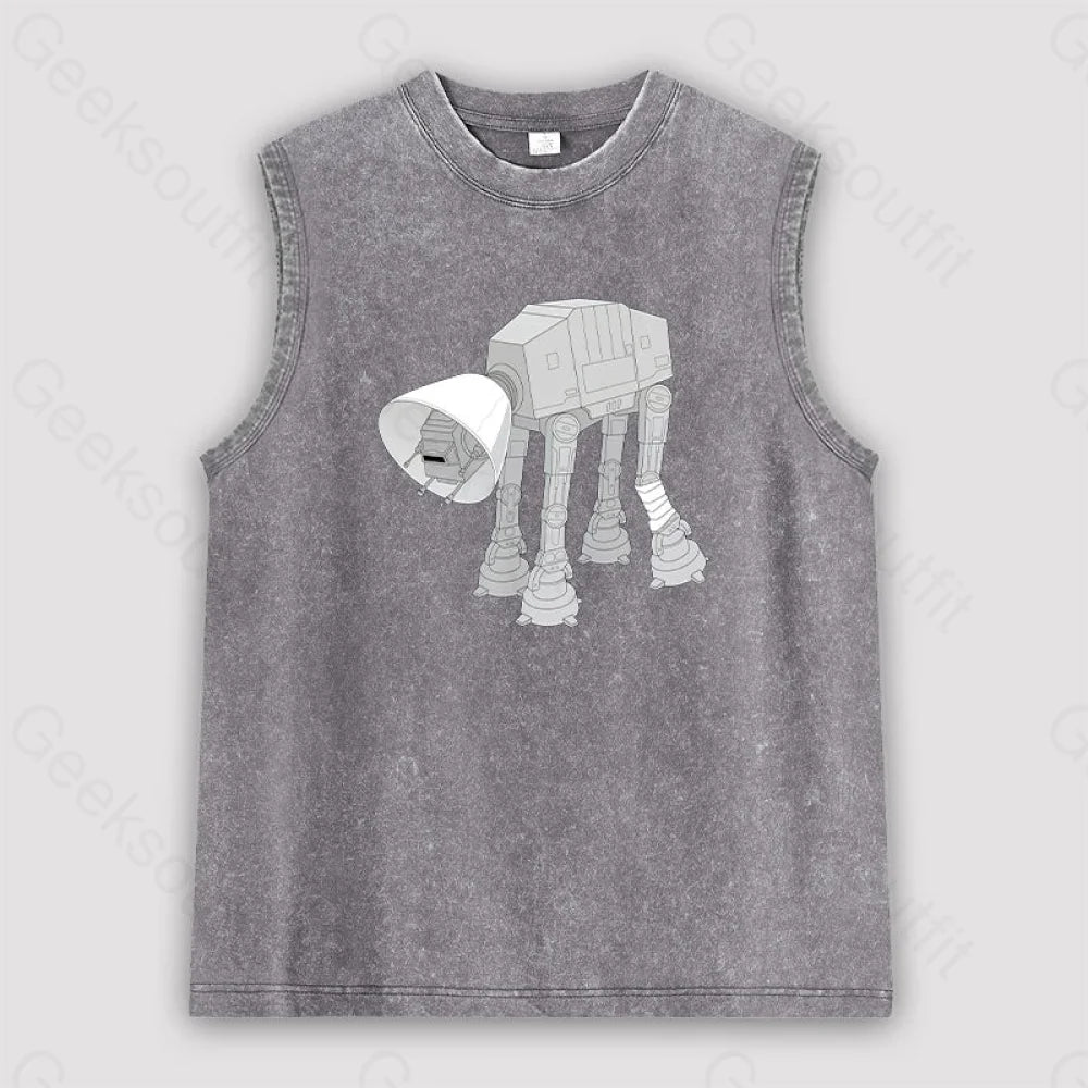 Battle Damage Unisex Washed Tank Grey / S