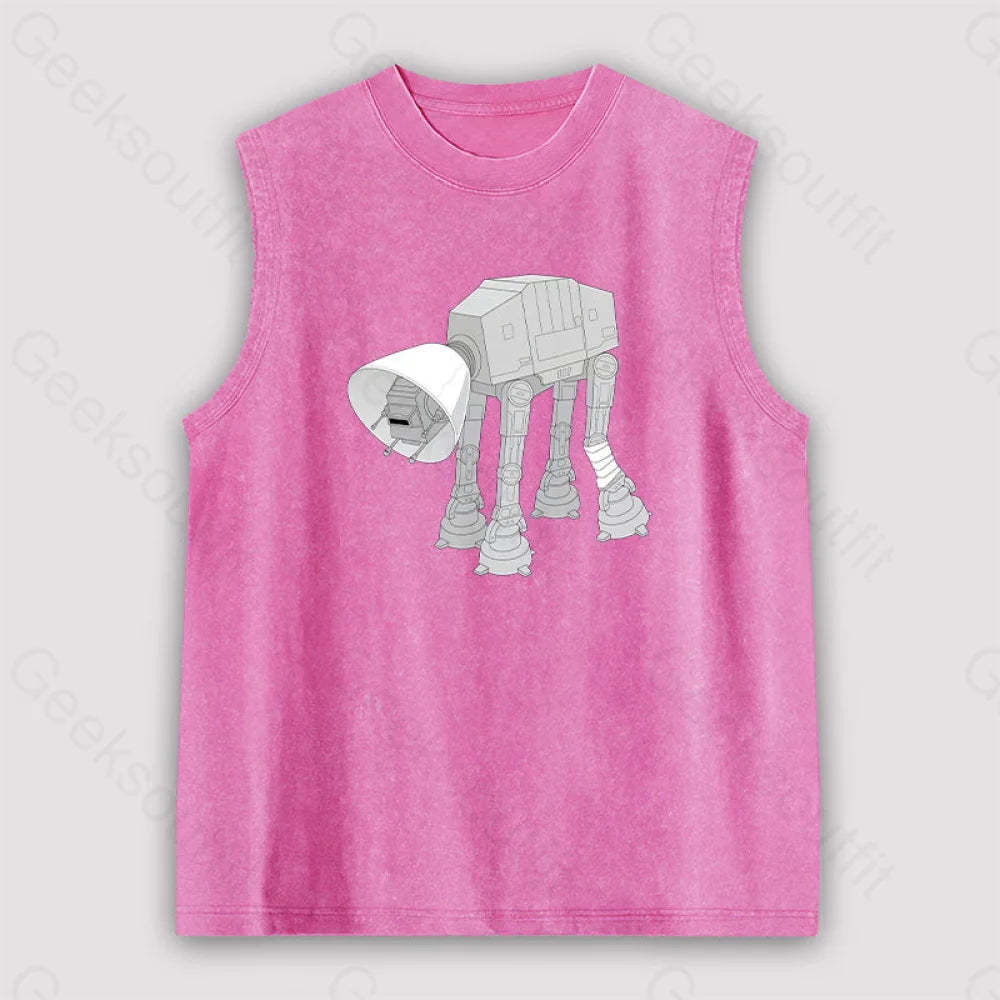 Battle Damage Unisex Washed Tank Pink / S