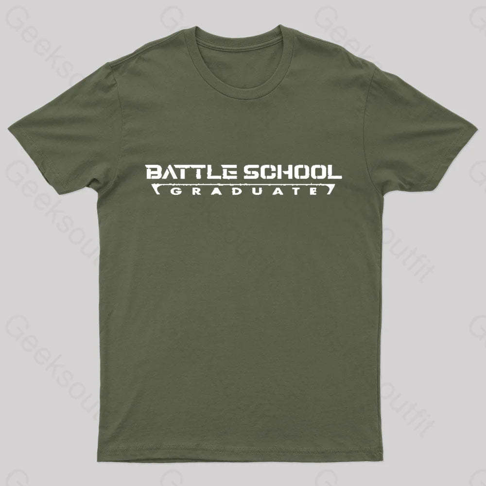 Battle School Graduate Geek T-Shirt Army Green / S