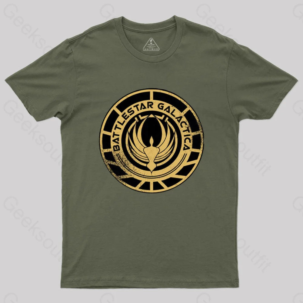 Battlestar Galactica Patch T-Shirt Army Green / S
