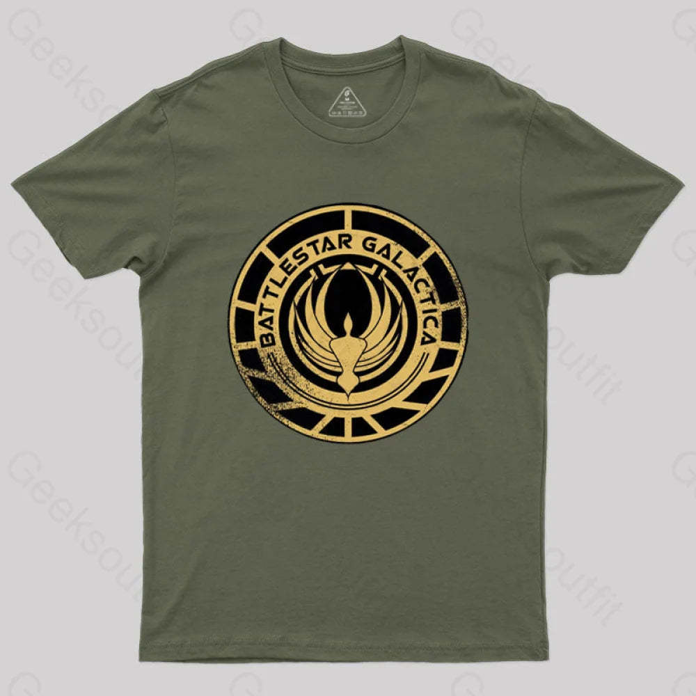 Battlestar Galactica Patch T-Shirt Army Green / S