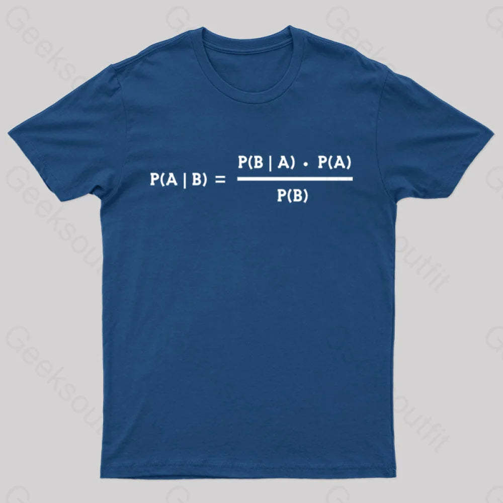 Bayes Theorem Nerd T-Shirt Navy / S