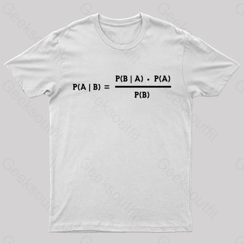 Bayes Theorem Nerd T-Shirt White / S