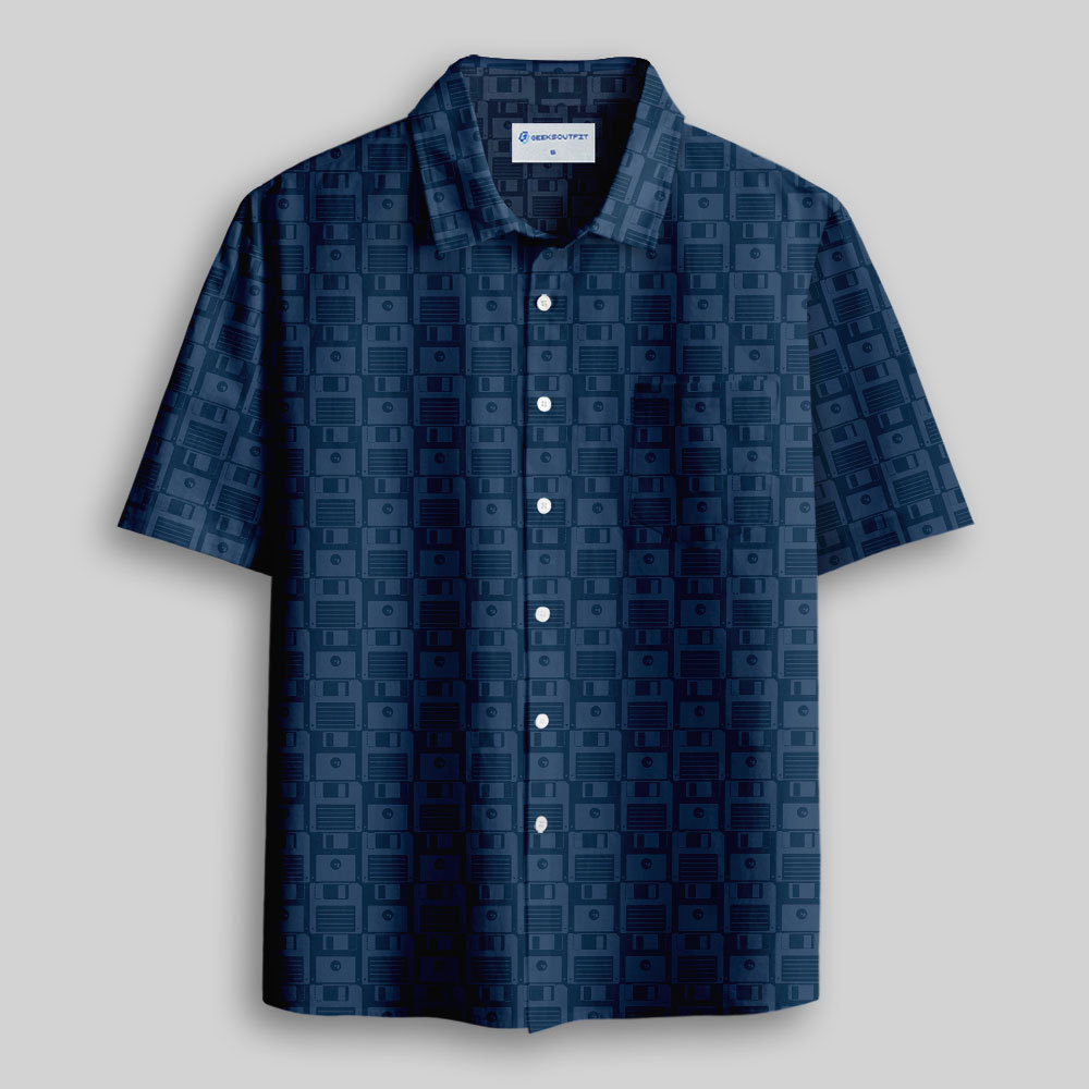 Floppy Disk Button Up Pocket Shirt