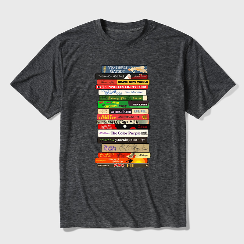 Classic Banned Books Stack Ultra Soft Heather Tees
