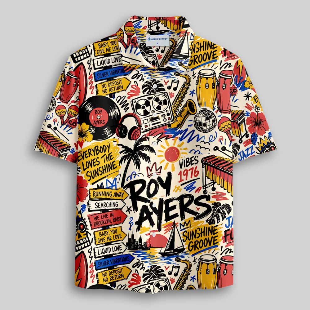 Sunshine Groove Graffiti Button Up Pocket Shirt