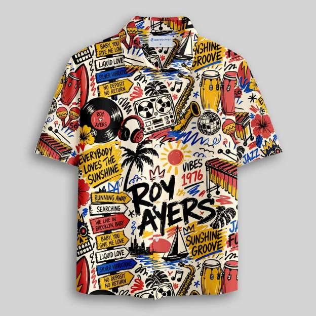 Sunshine Groove Graffiti Button Up Pocket Shirt